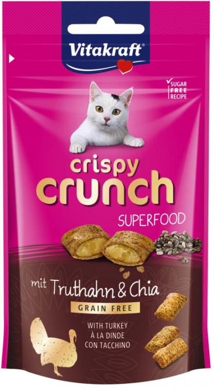 Vitakraft Cat pochúťka Cripsy Crunch Supwefood morka a chia 60g