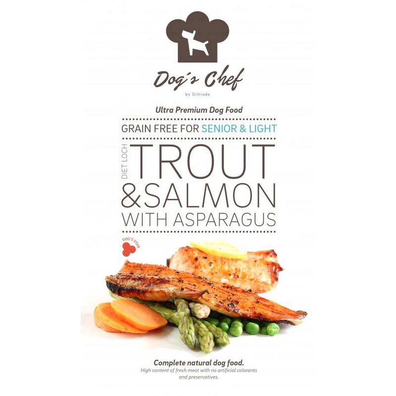 Dog's Chef Diet loch trout and salmon with asparagus senior light 500 g