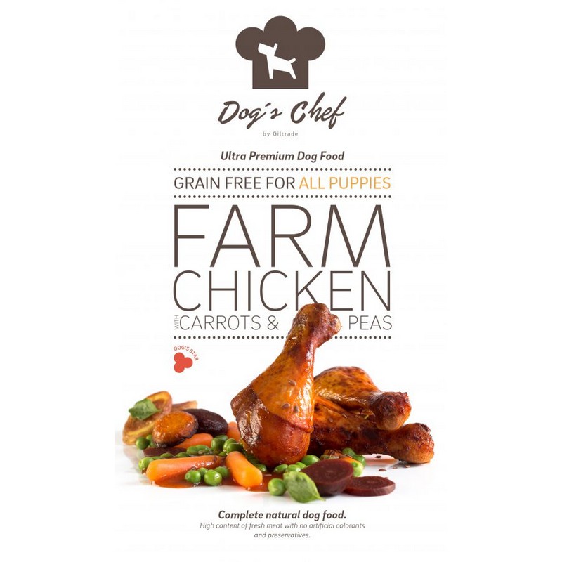 Dog's Chef Farm chicken with carrots and peas for all puppies 500 g