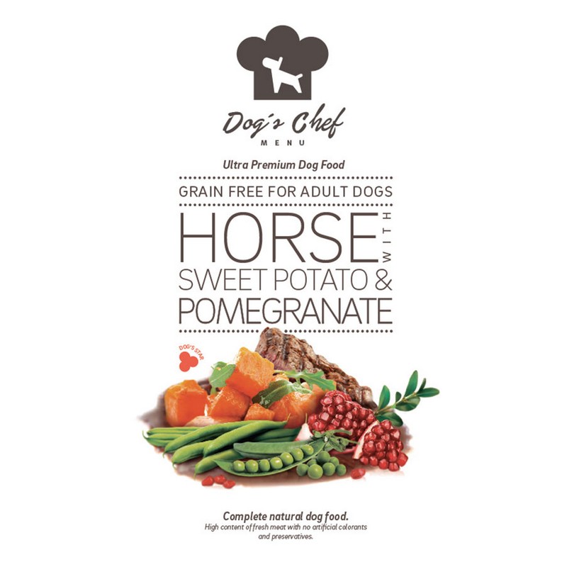 DOG'S CHEF Horse with Sweet Potato & Pomegranate 2kg - pre dospelch psov