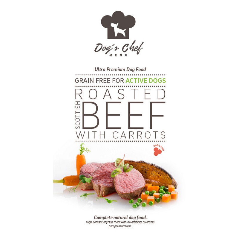 Dog's Chef Roasted scottish beef with carrots for active dogs 12 kg
