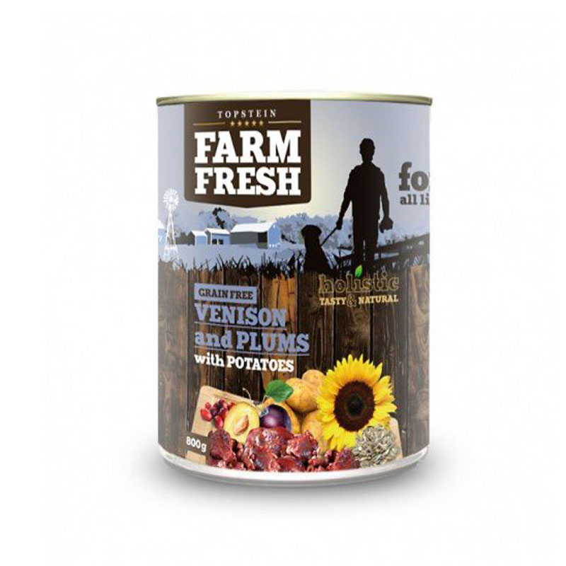 Farm fresh konzerva pre psov divina, slivka a zemiaky  800g