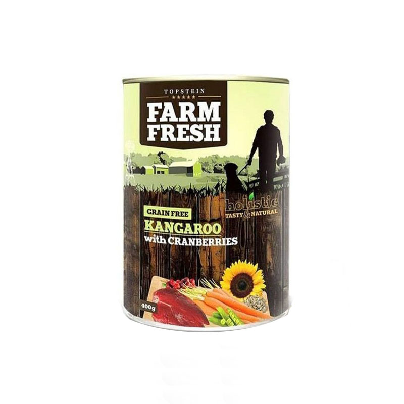 Farm fresh konzerva pre psov kengura a brusnice 400g