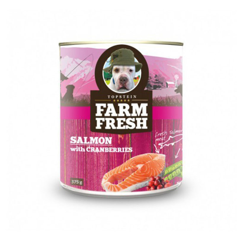 Farm fresh konzerva pre psov losos a brusnice 375g