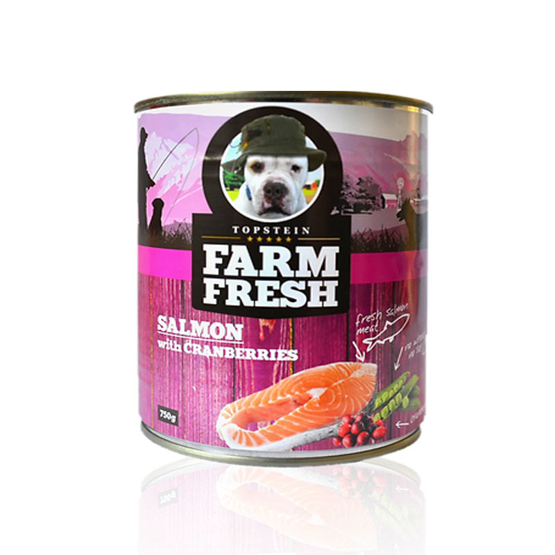 Farm fresh konzerva pre psov losos a brusnice 750g