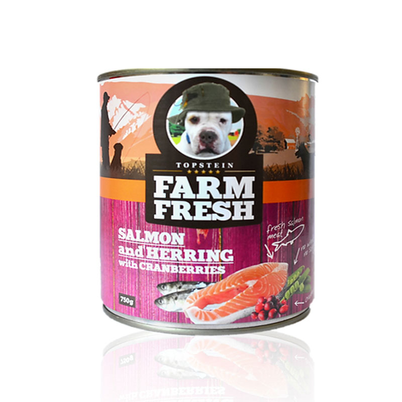 Farm fresh konzerva pre psov losos, sleï a brusnice 750g