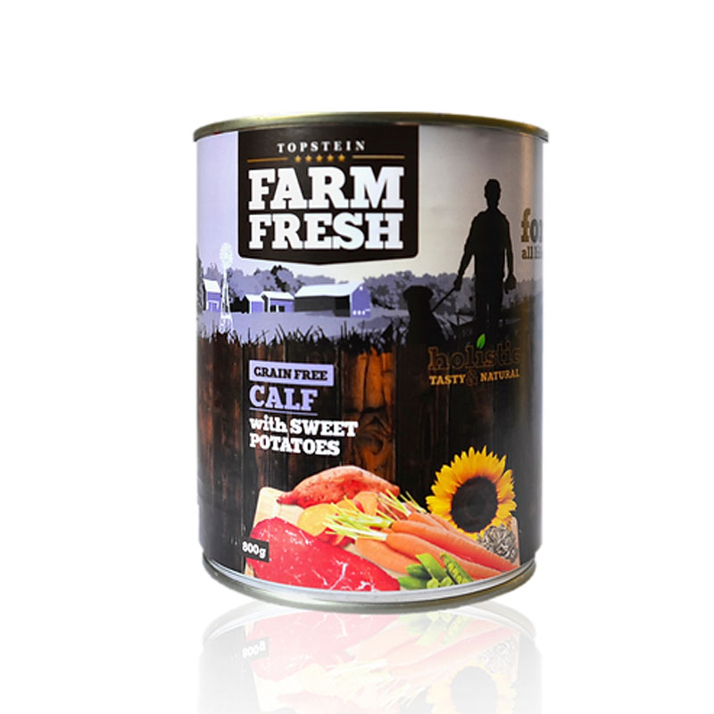 Farm fresh konzerva pre psov teľa a sladký zemiak 800g