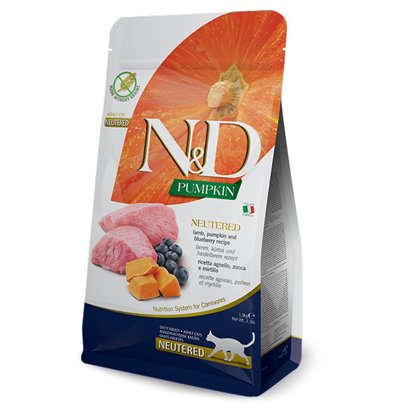 Farmina N&D cat PUMPKIN GF adult neutered lamb and blueberry 1,5 kg