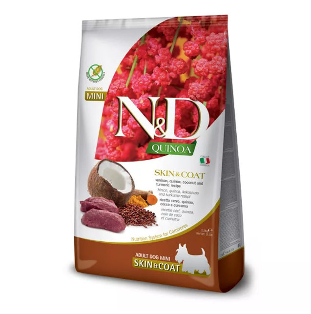 Farmina N&D QUINOA GF skin and coat adult mini venison and coconut 0,8 kg