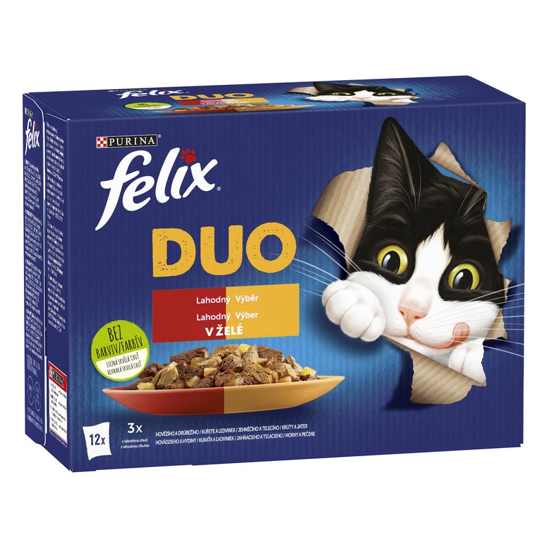 Felix DUO Lahodn vber v el, hovdzie, jahacie a morka 12 x 85 g