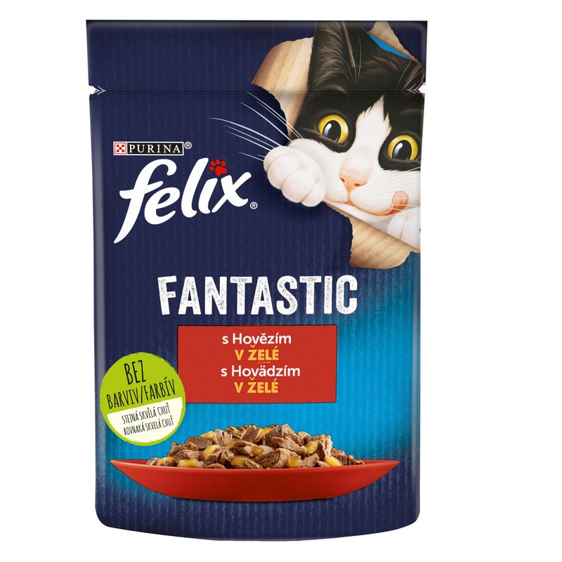 Felix Fantastic kapsička pre mačky hovädzie v želé 85 g