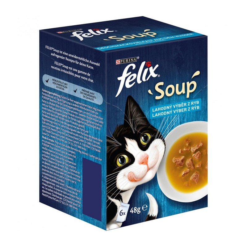 Felix Soup Lahodn vber polievok z rb,  treska, tuniak a platesa 6 x 48 g