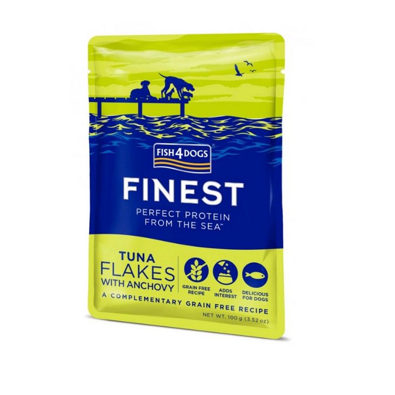 FISH4DOGS kapsička pre psov Finest tuniakové kúsky s ančovičkami 100g