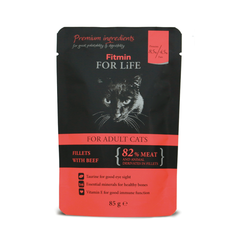 Fitmin For Life Cat adult kapsička beef 85 g