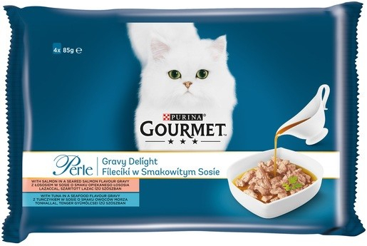 Gourmet perle gravy delight losos a tuniak pre maky 4 x 85 g