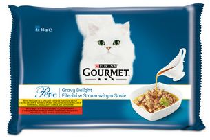 Gourmet perle gravy delight hovdzie a kuracie pre maky 4 x 85 g