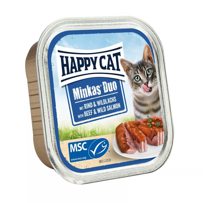 Happy cat duo menu rind&wildlachs 100g  vanička pre mačky