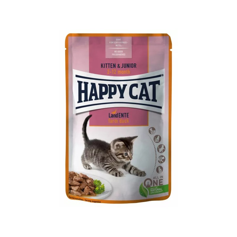 Happy cat kitten&junior land ente 85g kapsika pre maiatka