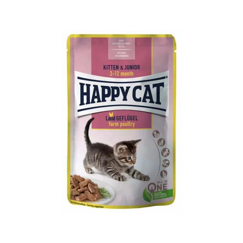 Happy cat kitten&junior land geflugel 85 g kapsika pre maiatka