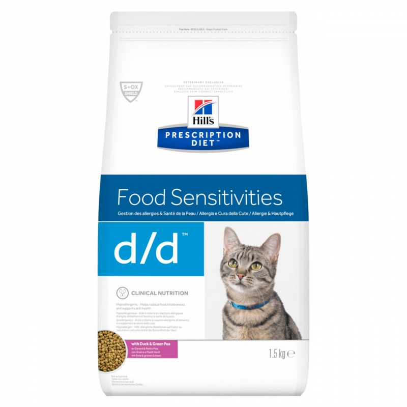 Hill's Diet d/d Food Sensitivities Duck & Green Pea granule pre maky 1,5 kg