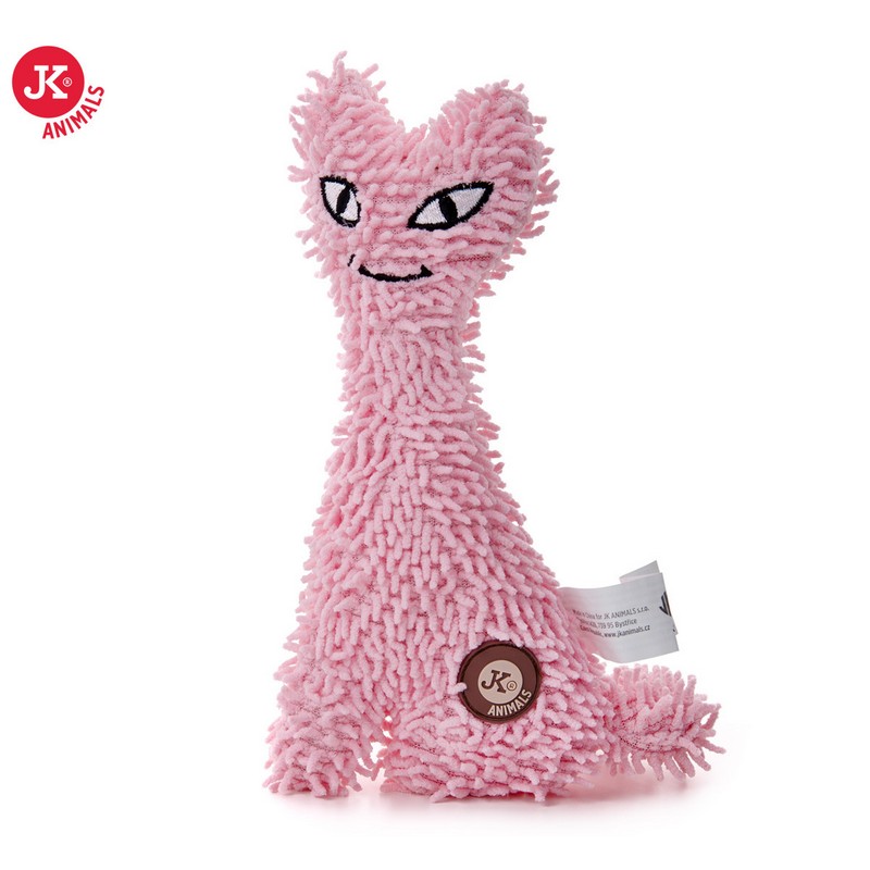 JK Animals plyšová hračka pre psa ružová mačka 23 cm