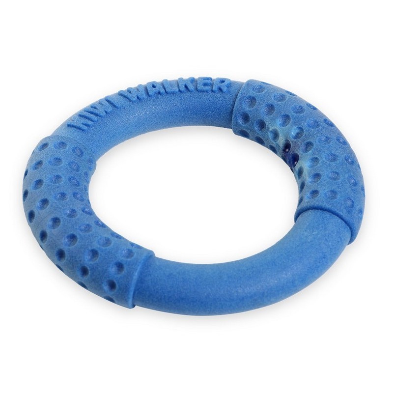 Kiwi Walker lietajúci a plávajúci kruh modrý z TPR peny pre psov 18 cm