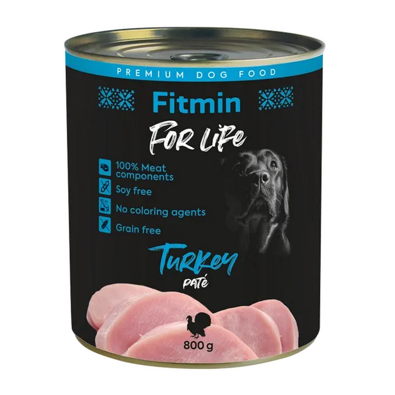 Konzerva pre psov Fitmin For Life dog turkey pat  800g