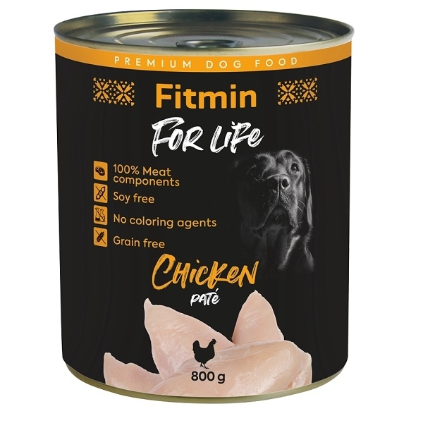 Konzerva pre psov Fitmin For Life dog chicken paté 800g