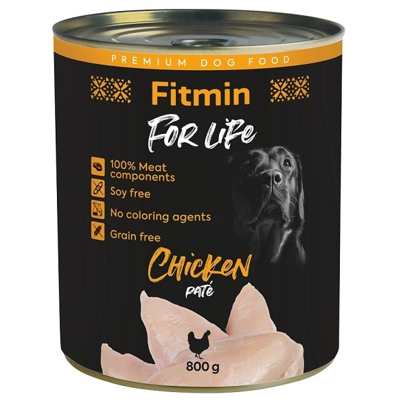 Konzerva pre psov Fitmin For Life dog chicken pat 800g