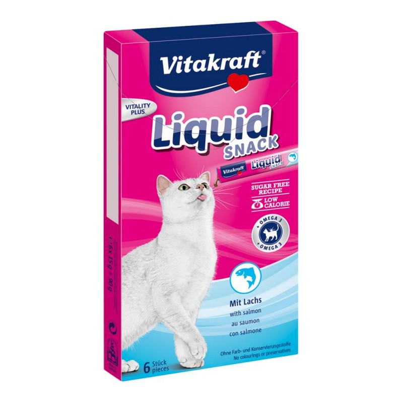 Vitakraft - Liquid Snack s lososom a omega 3 mastnými kyselinami 6 x 15g +33% grátis