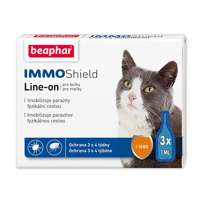 Beaphar Immo Shield Line-on antiparazitné pipety pre mačky 3 x 1ml
