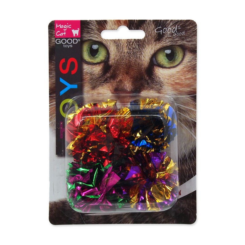 Magic cat hračka pre mačku lesklá loptička 4 ks