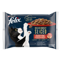 Felix Deliciously sliced lahodn vber v el, hovdzie, kura, kaka, morka 4 x 80 g