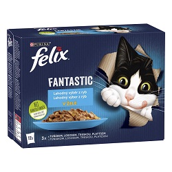 Felix Fantastic Lahodn vber z rb v el, tuniak, losos, treska a platesa 12 x 85 g