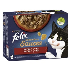 Felix Sensations Sauces Lahodný výber v omáčke, morka, kačica, jahňa a hovädzie 12 x 85 g