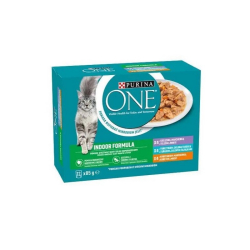 PURINA ONE Indoor mini filetky tuniak a fazuky,tea a kura a mrkva tava 12x85g