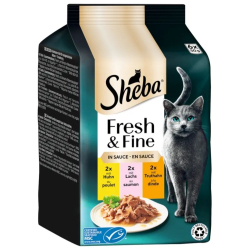Sheba Mini Fresh & Fine kura, losos a morka v ��ave 6 x 50 g