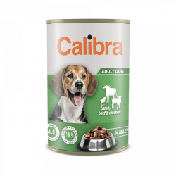 Calibra konzerva pre psov jahňa a hovädzie a kura v želé 1240 g