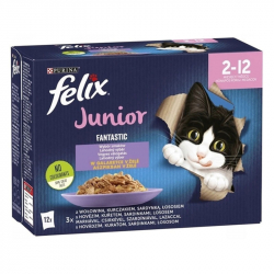 Felix Fantastic JUNIOR Lahodn vber v el,hovdzie,kuracie,sardinky,losos 12x85g