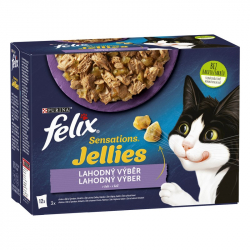 Felix Sensations Jellies Lahodn vber v el, makrela, sle, morka a jaha 12 x 85 g