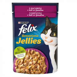 Felix Sensations Jellies kapsička pre mačky kačica so špenátom v želé 85 g