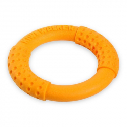 Kiwi Walker lietajúci a plávajúci kruh oranžový z TPR peny pre psov 18 cm