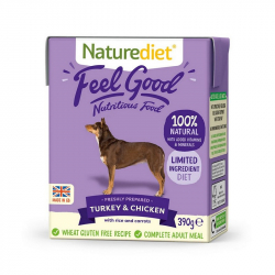 Naturediet Feel Good turkey and chicken 390g konzerva pre psov