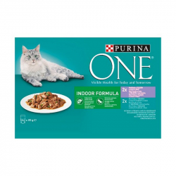 PURINA ONE Indoor mini filetky tuniak, fazuky, tea v ave 4 x 85g