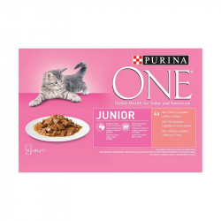 PURINA ONE Junior mini filetky losos a mrkva v ave 4 x 85 g