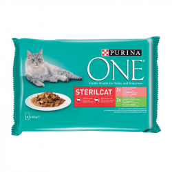 PURINA ONE Sterile mini filetky morka, fazuky, losos v ave 4 x 85 g