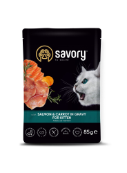 Savory Cat Pouch Kitten Salmon & Carrot 85 g
