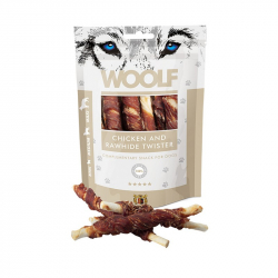 Woolf Chicken & Rawhide twister kuracie pochky pre psov 100 g exp.20.07.2025