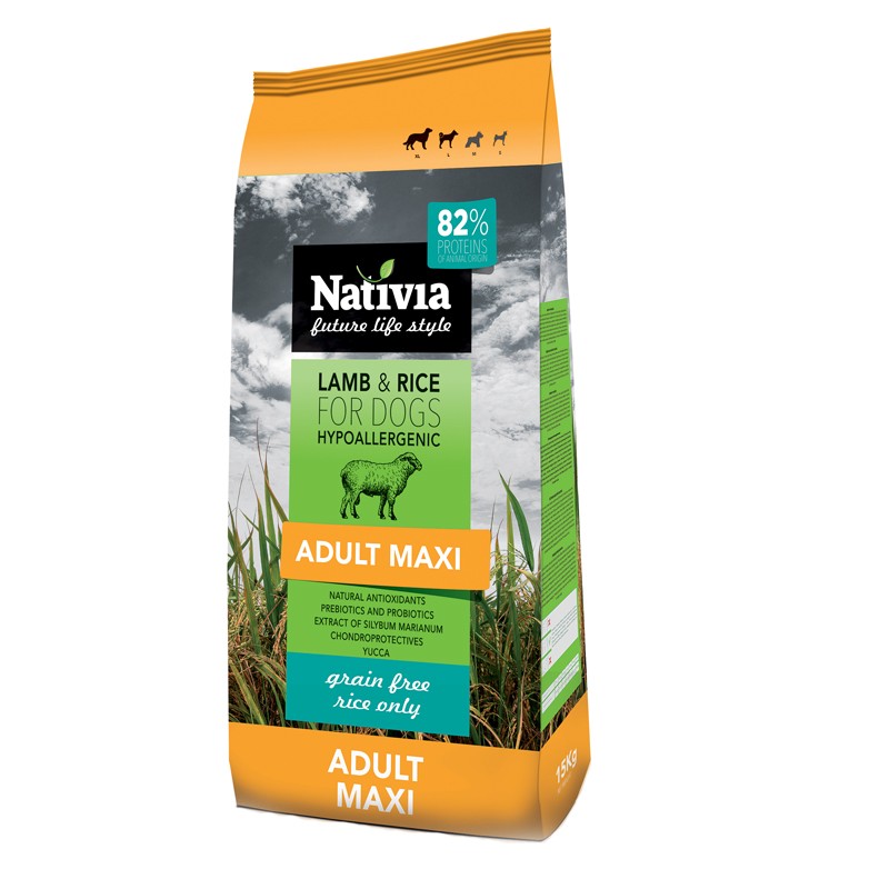 Nativia adult maxi lamb and rice granule pre dospelých psov 15 kg