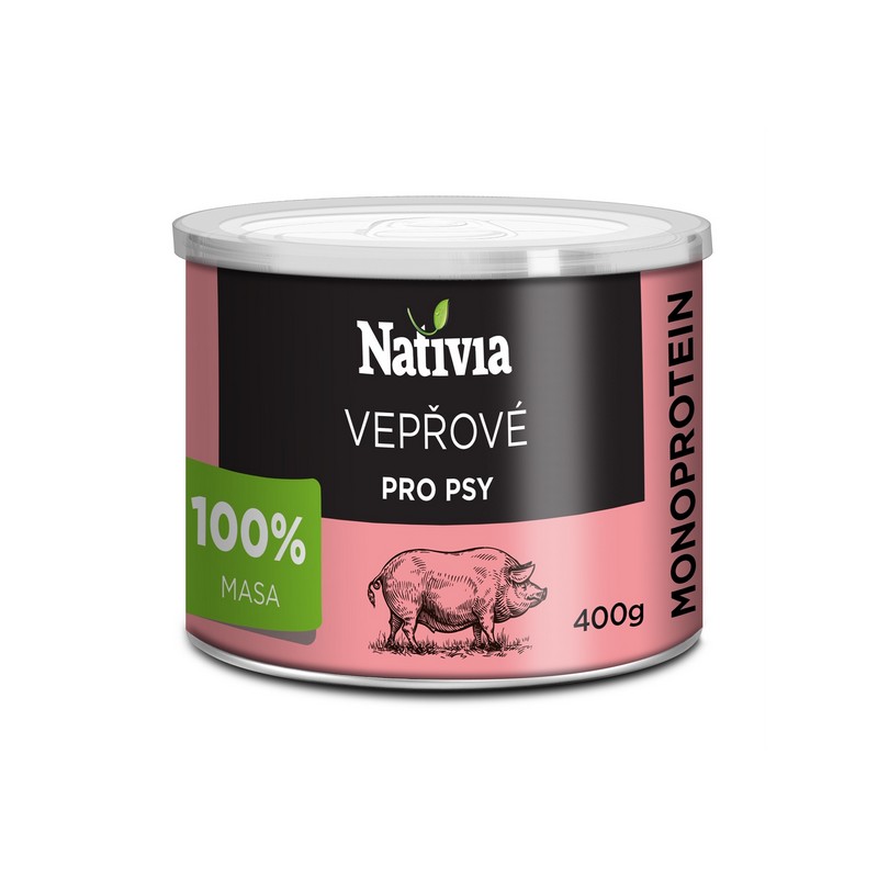 Nativia monoproteínová konzerva pre psov 400 g bravčová